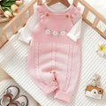 Conjunto de Body Tejido de Punto para Bebé Niña en Color Rosa con Bordado Floral y Volantes (Estilo Dulce para Otoño e Invierno) (1M - 12M)
