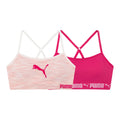 PUMA | Bralette Nina Pack 2 | 94% Nailon 6% Licra | Sin Costuras | Correas Espagueti Ajustables | Galletas Removibles | Cherry Blossom Tinte Espacial + Magenta (Solo 6 - 7T)