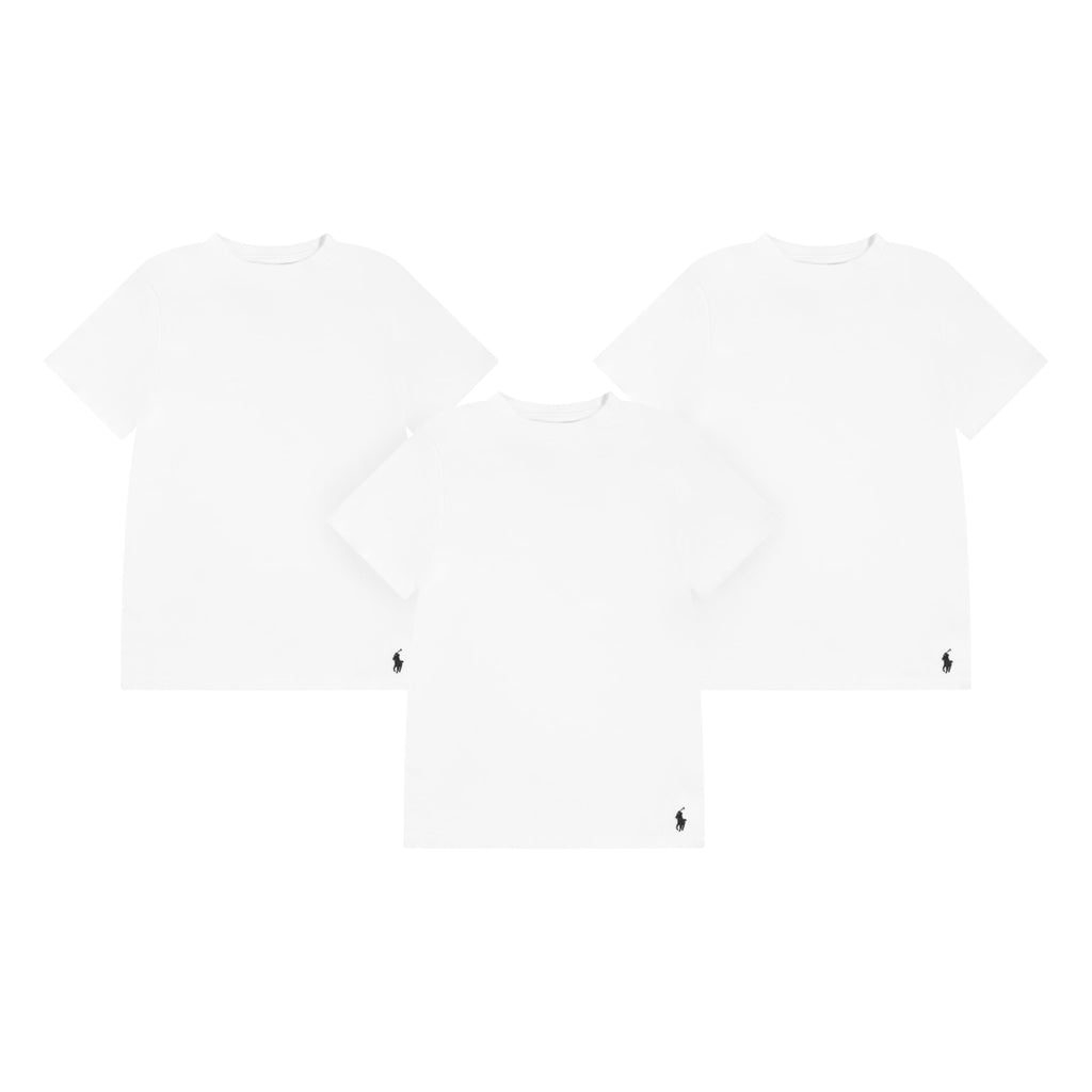 Polo Ralph Lauren | Camisetas Interior Niño Pack 3 Algodón 4D-Flex Blanco Pony Negro Manga Corta (6T - 16T)
