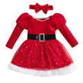 Bonangber | Vestido Navideño Terciopelo Tul Estrellas Papá Noel Niña