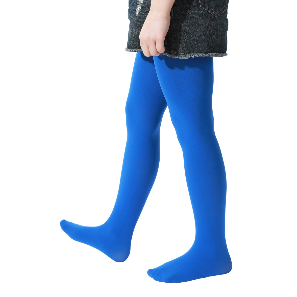 Mallas Nina 1 Par Opaco Ultra Suave Sin Costuras Nailon Elastano Azul Royal Cobalto Baile (2 - 13T)