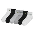 Lacoste | Calcetines Niño Unisex Pack 6 Pares Tobillo Ankle Punto Algodón Orgánico Cocodrilo Bordado Blanco Negro Gris (4-20T)