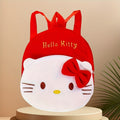 Mochila Escolar Kawaii Sanrio Hello Kitty en Color Rojo y Blanco con Lazo En Relieve y Cierre de Cremallera (Estilo Adorable y Ligero)