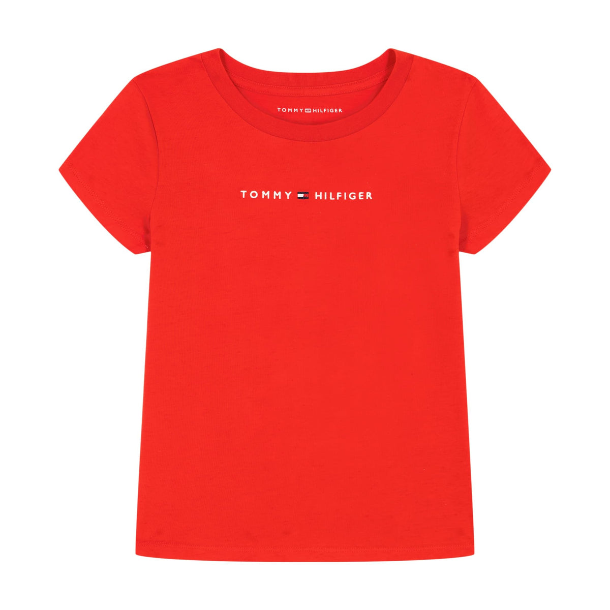 Tommy Hilfiger | Camiseta Manga Corta Logo Clásico Niña rojo - (2T, 3T, 5T, 6T, 7T, y 16T)