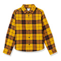 Amazon Essentials Camisa Franela Niño | Cuadros Amarillo/Negro/Rojo • Manga Larga • 100% Algodón