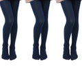 Medias Pantimedias Nina Pack 3 Pares Microfibra 50 Den Azul Marino Alta Elasticidad Uniforme Escolar Baile Casual (2-13T)
