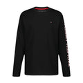 Tommy Hilfiger | Camiseta Niño Manga Larga Logo Bandera Bordado Texto Vertical Manga 100% Algodón Negro (8-16T)