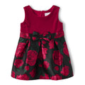The Children's Place | Vestido Elegante Rosas Rojo y Negro Niña Pequeña