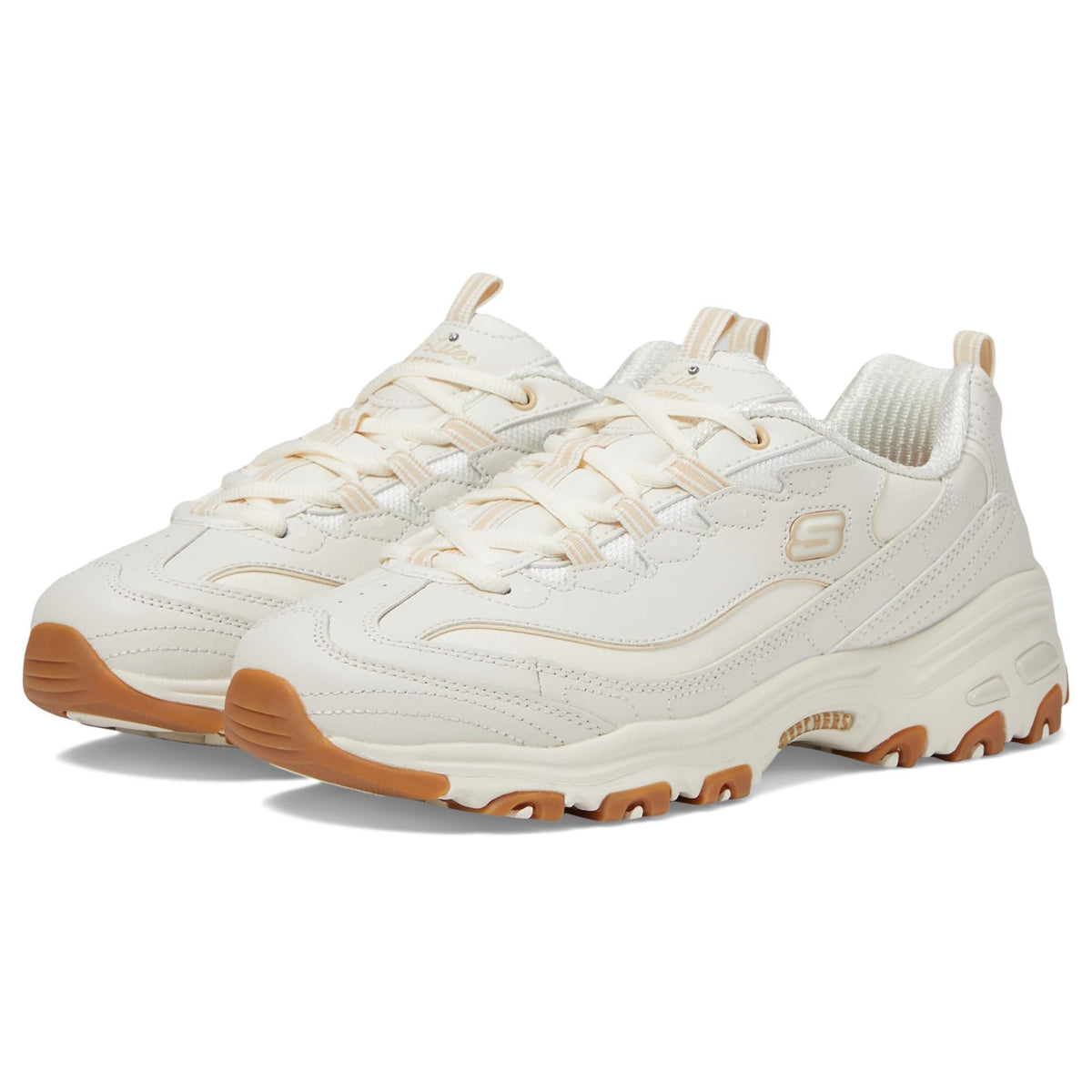 Skechers - Tenis Deportivos de Moda D'Lites Good Neutral con Plantilla de Espuma Viscoelástica para Mujer (Blanco Sucio/Marfil) (Talla Adulta 35 - 41)