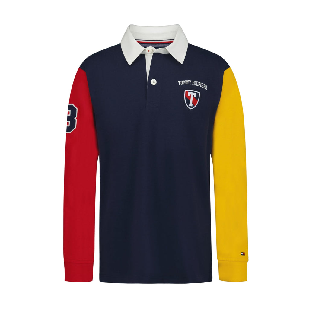Tommy Hilfiger | Rugby Manga Larga Color Block Azul Marino Niño  (8T - 16T)