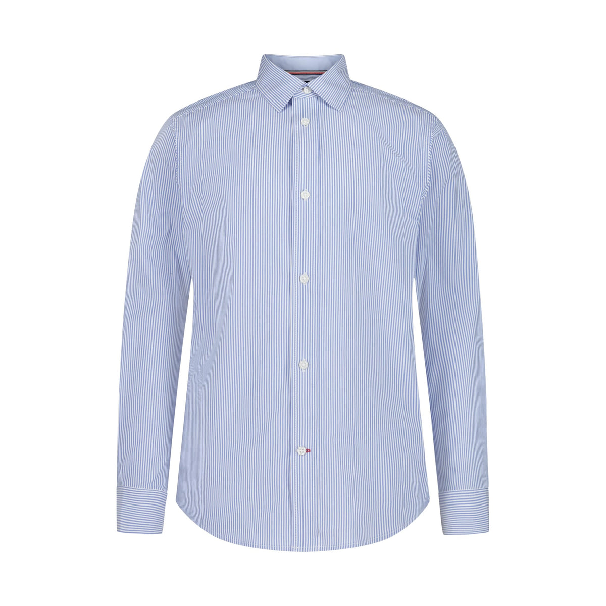 Tommy Hilfiger | Camisa de Vestir Manga Larga Rayas Azul Claro Niño (8T - 16T)