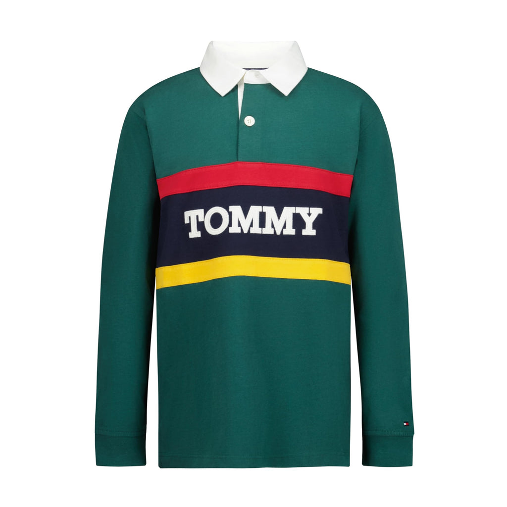 Tommy Hilfiger | Rugby Manga Larga College Stripe Verde Niño (8T - 16T)