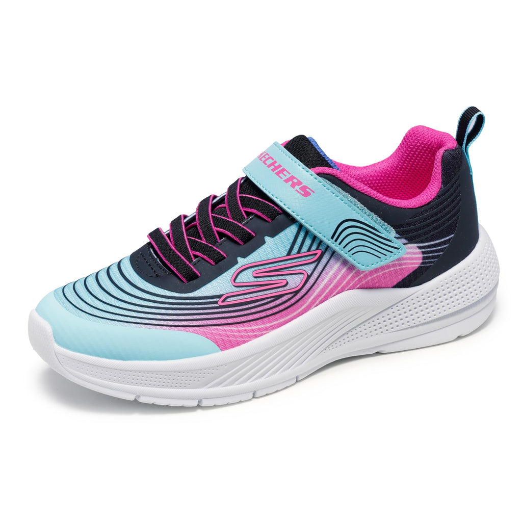 Skechers - Tenis Deportivos Girls' Microspec Advance con Cierre Adaptable y Lavables para Niña Agua/Púrpura (Talla 21 - 26)