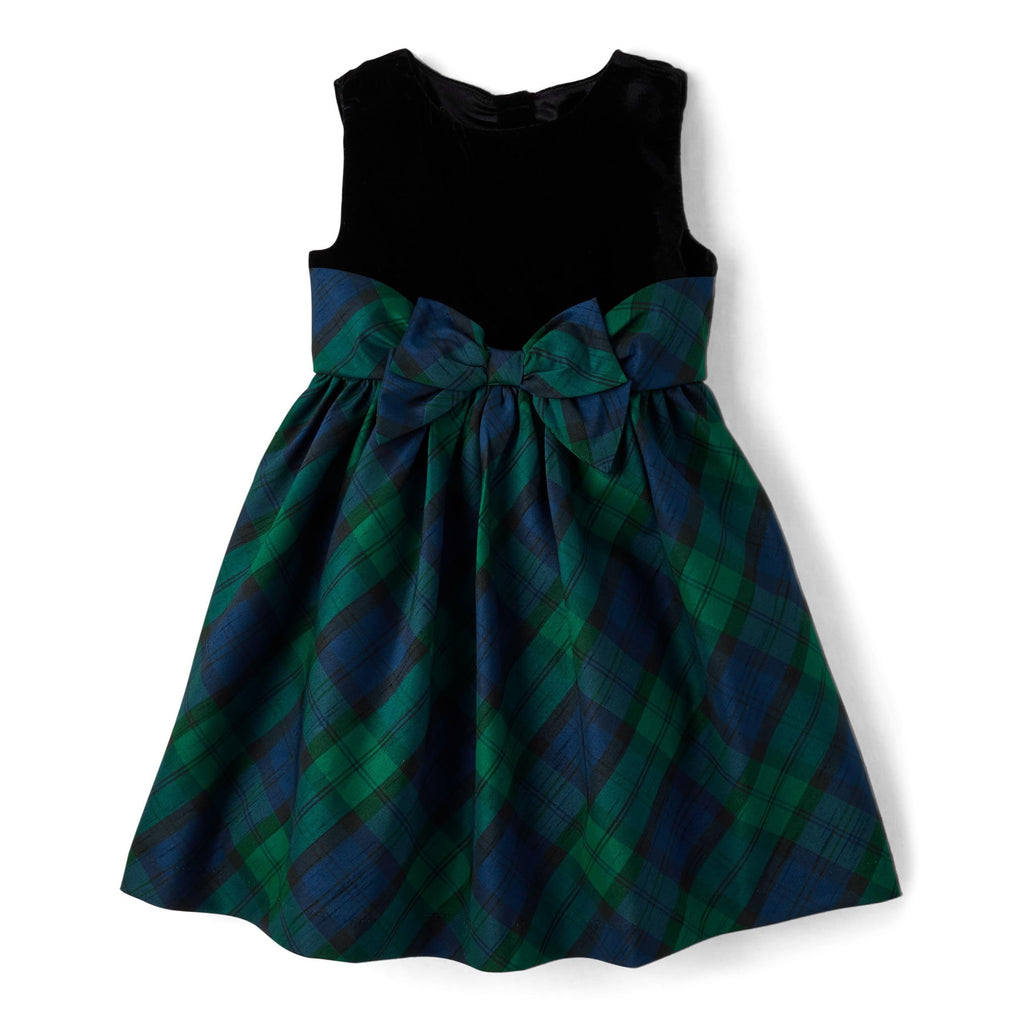 Gymboree Vestido de Fiesta Terciopelo Negro y Cuadros Verde Azul para Niñas (12M - 10T)