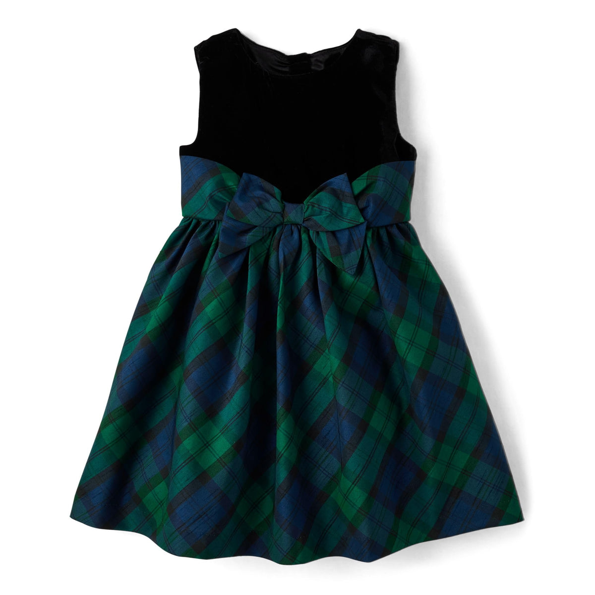 Gymboree Vestido de Fiesta Terciopelo Negro y Cuadros Verde Azul para Niñas (12M - 10T)