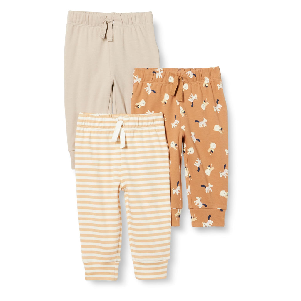 Amazon Essentials - Pack 3 Pantalones Jogger de Algodón para Bebé