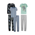 Set Pijama 6 Piezas Simple Joys by Carter's | 3 Conjuntos 100% Algodón + Robots + Rayas + “Power Off” | Niño Tech (4T - 14T)