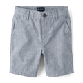 The Children's Place Short Chino Texturizado Niño | Gris Azulado/Chambray • Algodón • Botón + Cremallera