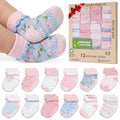infancie | Calcetines Bebé Niña Pack 12 Algodón Orgánico GOTS Antideslizante Estampados Rosa 0-12 Meses