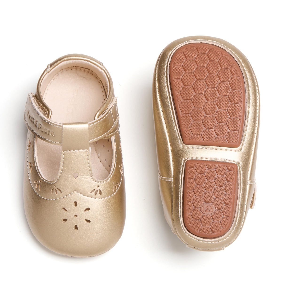 Zapatos de Vestir Estilo T-Strap Antideslizantes de Suela Suave para Bebé (Oro) – Félix & Flora