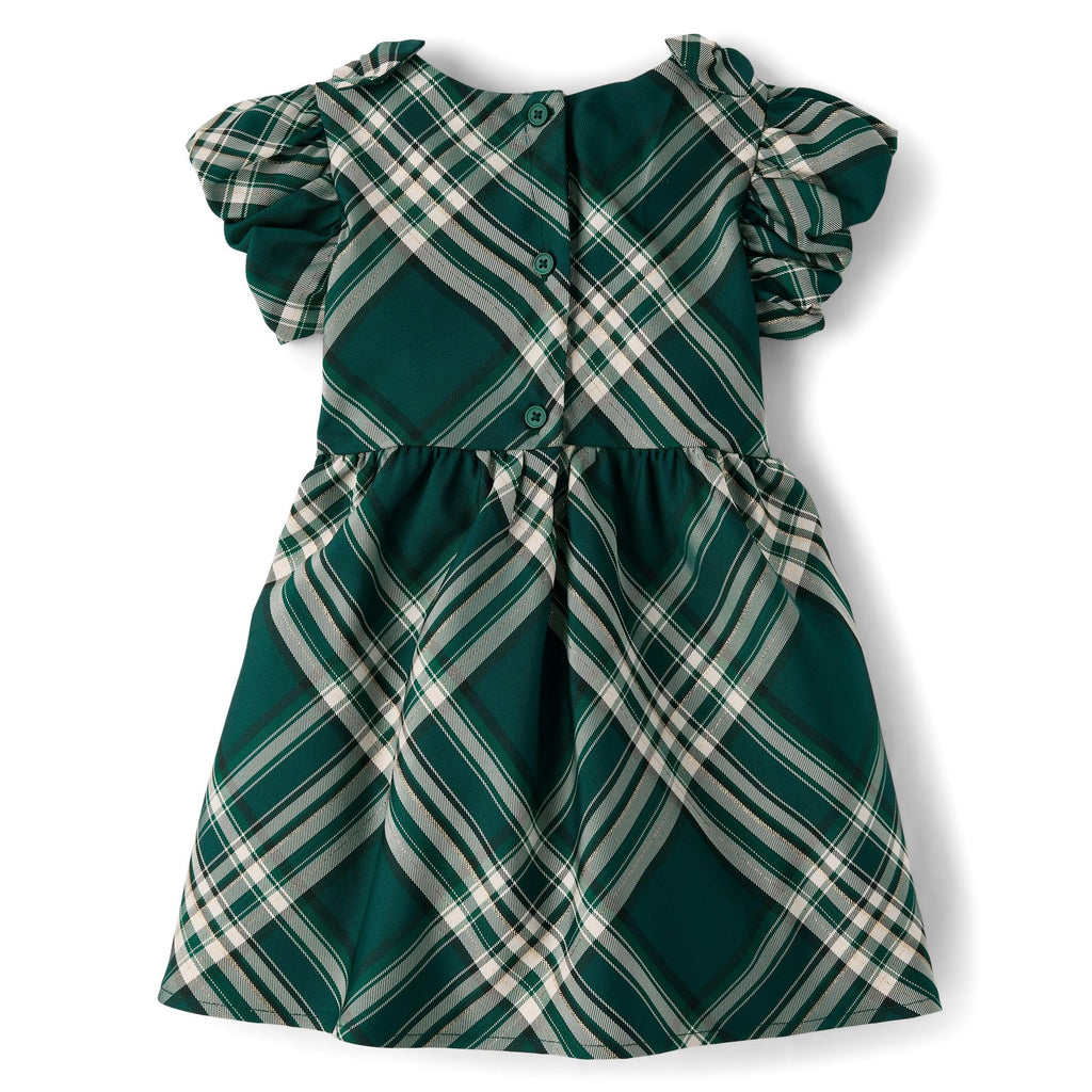 The Children's Place | Vestido Elegante Cuadros Escoceses Manga Farol Niña