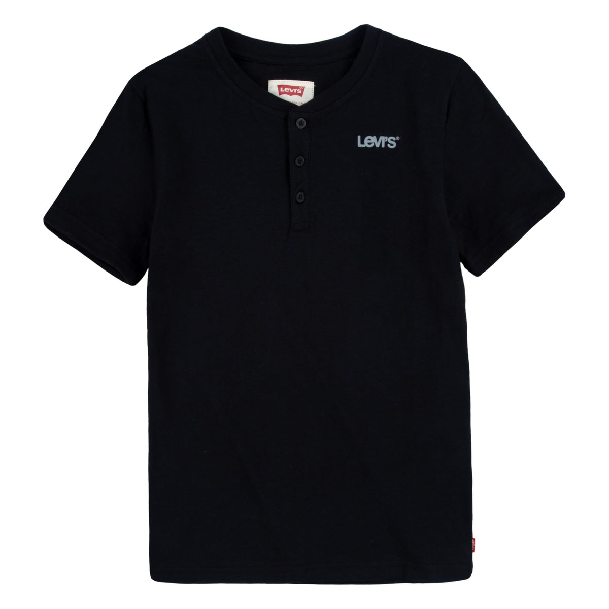 Levi's | Camiseta Henley Manga Corta Sólido Negro Niño (4T - 14T)