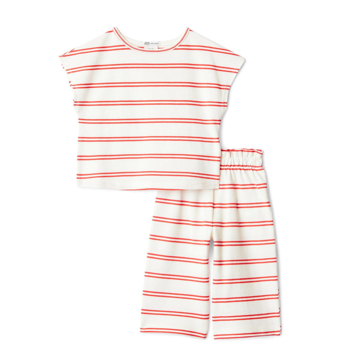 Conjunto Camiseta + Pantalón Piqué | Amazon Essentials x Sofia Grainge | Rayas Rojo/Blanco | Niña/Bebé (0M - 24M)