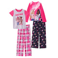 Set Pijama 4 Piezas Barbie Oficial Together & Kind | 2 Camisas + 2 Pantalones + 100% Poliéster | Niña Gris Rosa Fucsia (4T - 10T)