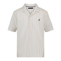 Nautica | Camisa Manga Corta Rayas Finas Resort Blanco Multicolor Niño  (8T - 16T)