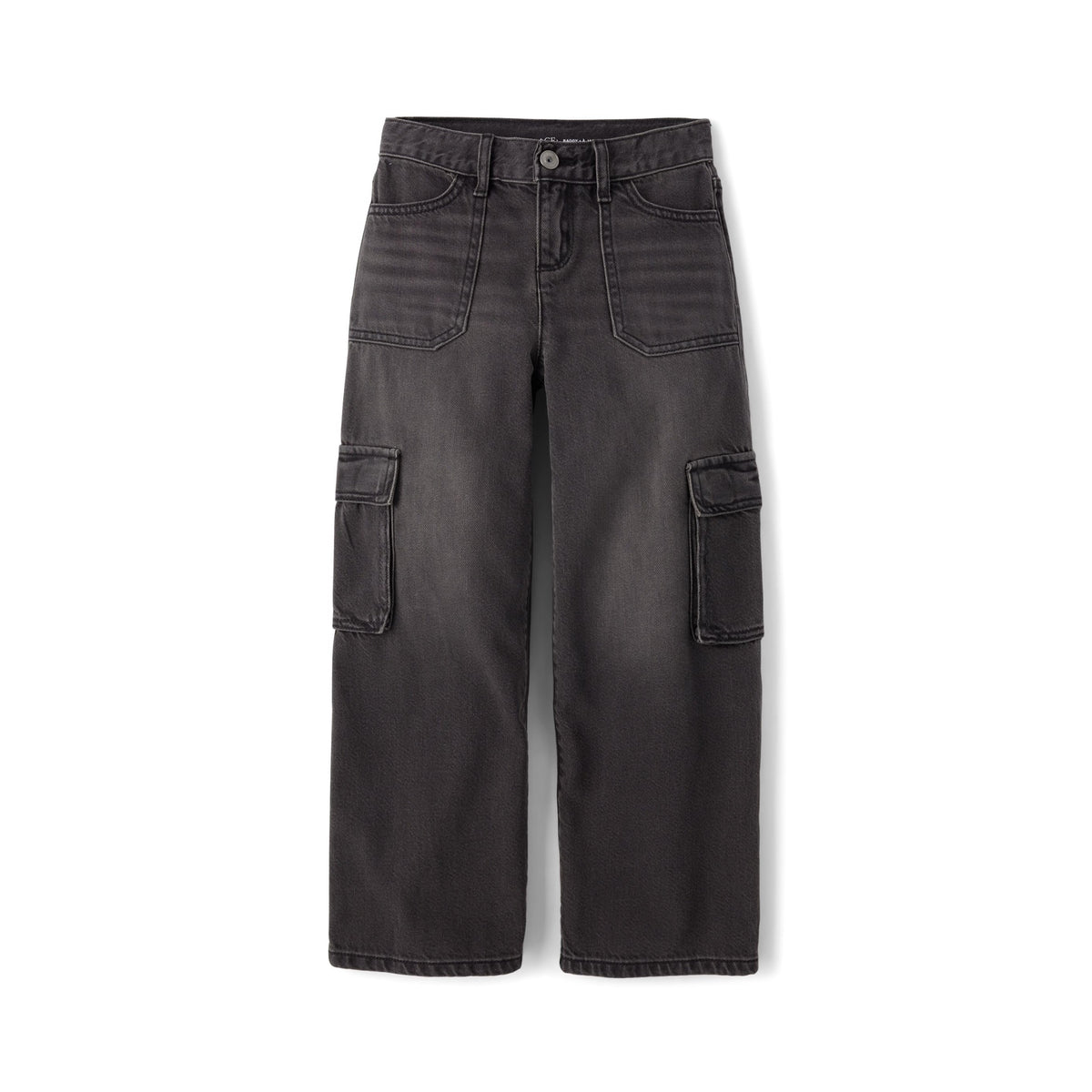 Jean Cargo Baggy The Children's Place | Thunder Wash Negro Carbón + Costuras Contraste + Bolsillos Cargo | Niña (4T - 16T)