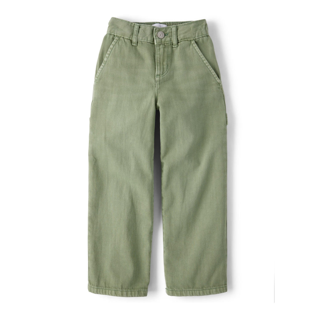 Jean Wide Leg The Children's Place | Verde Alcaparras + Bolsillo Utilitario Carpenter + 100% Algodón | Niña (4T - 16T)