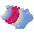 Reebok | Calcetines Niña Pack 6 Pares Quarter Colores Sólidos Surtido Gris Azul Fucsia Vector Reebok Blanco Absorbe Humedad  (4-12T)