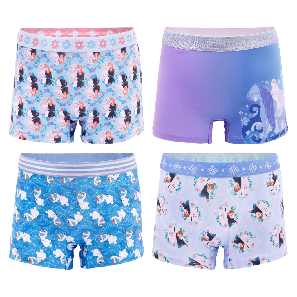 Disney Frozen | Boxer Brief Nina Pack 4 | Sin Etiqueta | Cintura Elastica | Estampados Elsa Anna Olaf Nokk | Licencia Oficial Disney (2 - 10T)