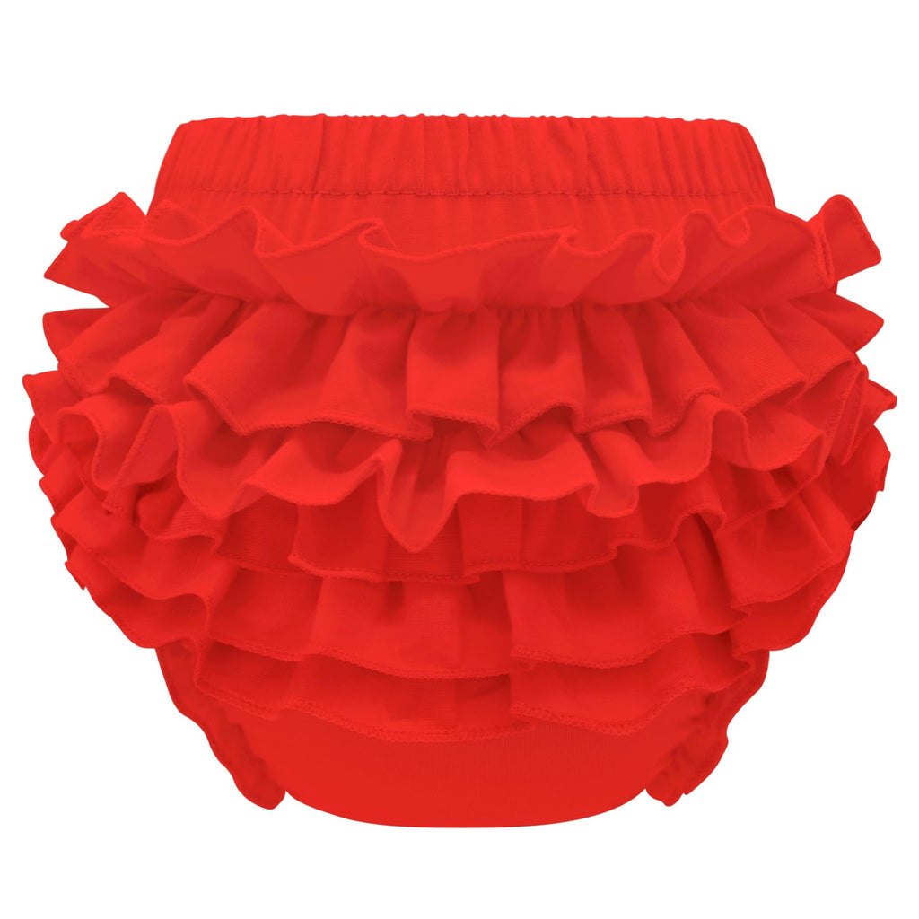 Olreco | Bloomer Bebé Niña Volantes Escalonados 100% Algodón Cintura Elástica Rojo Navidad Halloween Fiesta 0-24 Meses