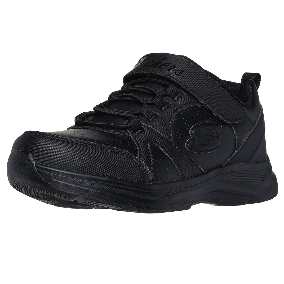 Skechers - Tenis Escolares Deportivos Glimmer Kicks con Ajuste de Velcro y Cordones Elásticos para Niños (Negro) (Talla 27 - 37)