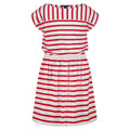 Tommy Hilfiger Vestido Jersey Rayas Niña | Rojo/Blanco • Cuello Barco • Manga Casquillo • Bandera TH • Cintura Elástica