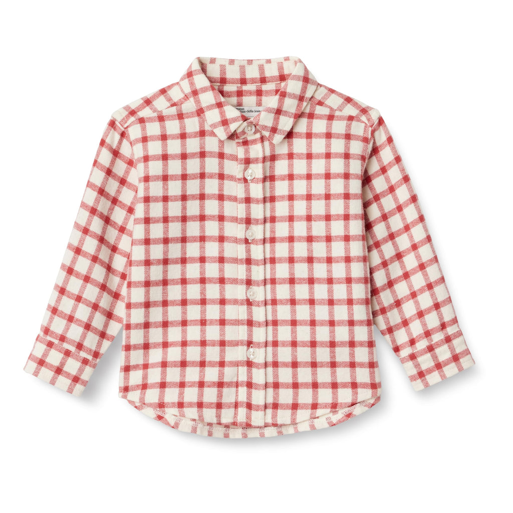 Amazon Essentials x Sofia Grainge Camisa Franela Niño | Cuadros Azul Cielo/Crema • Suave • 100% Algodón (Copia)