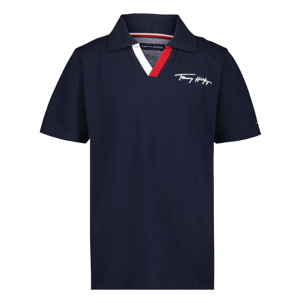 Tommy Hilfiger | Polo Piqué Johnny Cuello en V Azul Marino Niño (8T - 16T)