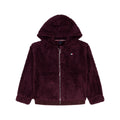 Chaqueta Sherpa Faux Fur Full-Zip Tommy Hilfiger | Fluffy Burgundy Vino + Dobladillo Jacquard TOMMY | Niña (8T - 14T)