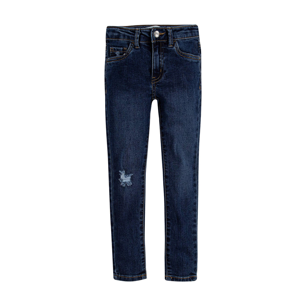 Jean Slim Levi's | Índigo Oscuro + Rotura en Rodilla + Costuras Doradas + Arcuata Icónica | Niña (5T - 16T)