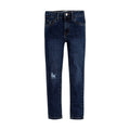Jean Slim Levi's | Índigo Oscuro + Rotura en Rodilla + Costuras Doradas + Arcuata Icónica | Niña (5T - 16T)