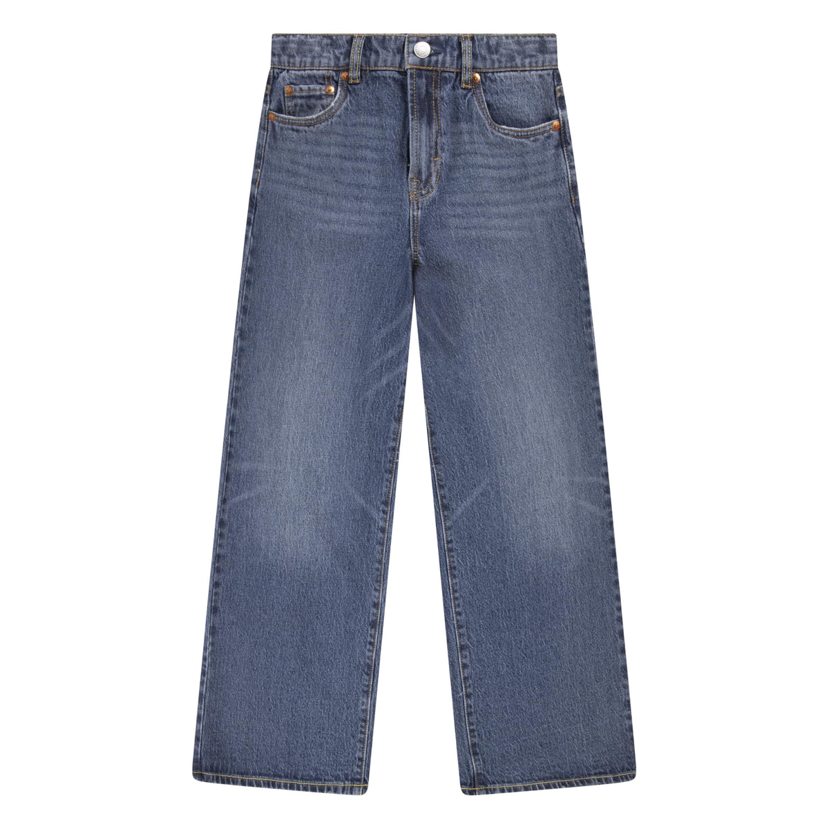 Jean Wide Leg Tiro Alto Levi's | Pacific Highway + Costuras Doradas + Parche Cuero Icónico | Niña (7T - 16T)