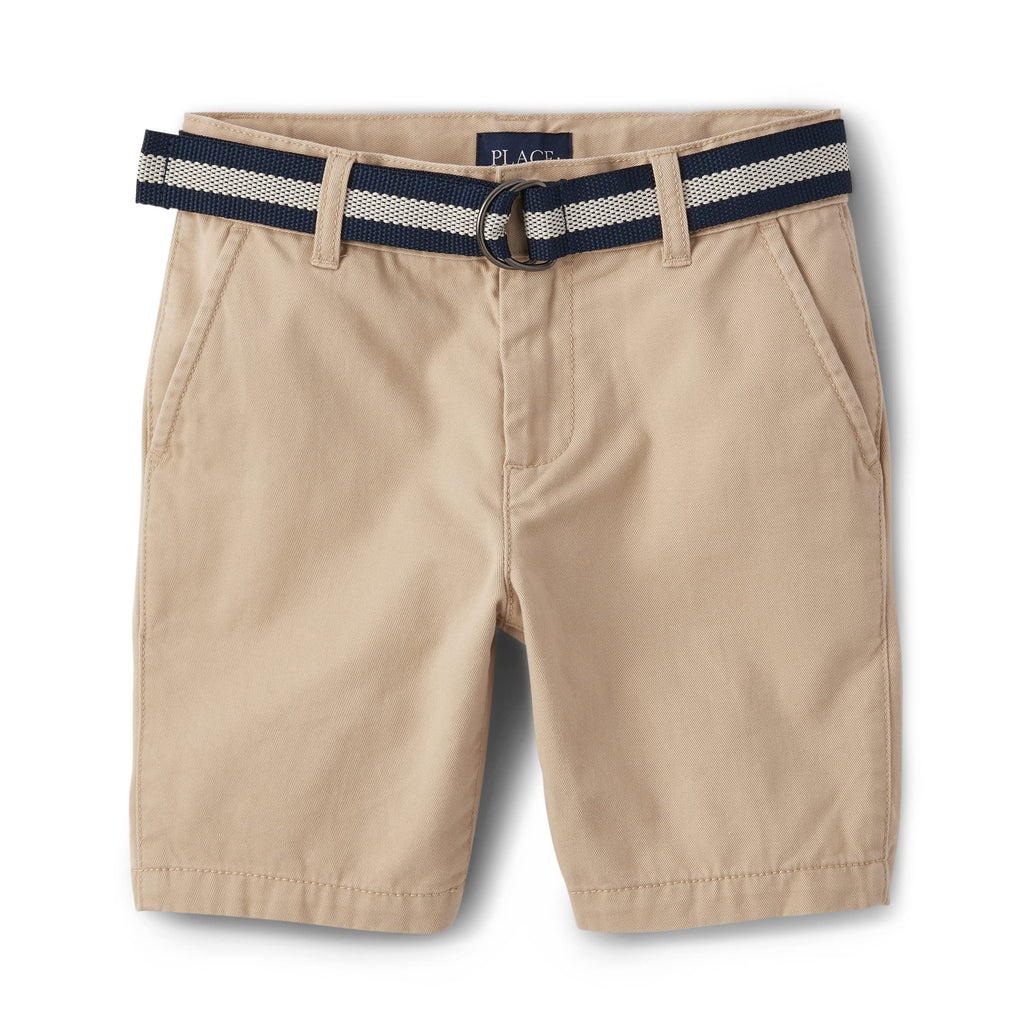 The Children's Place Short Chino Khaki con Cinturón Niño | Sarga Algodón • Botón + Cremallera