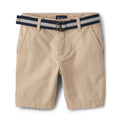 The Children's Place Short Chino Khaki con Cinturón Niño | Sarga Algodón • Botón + Cremallera