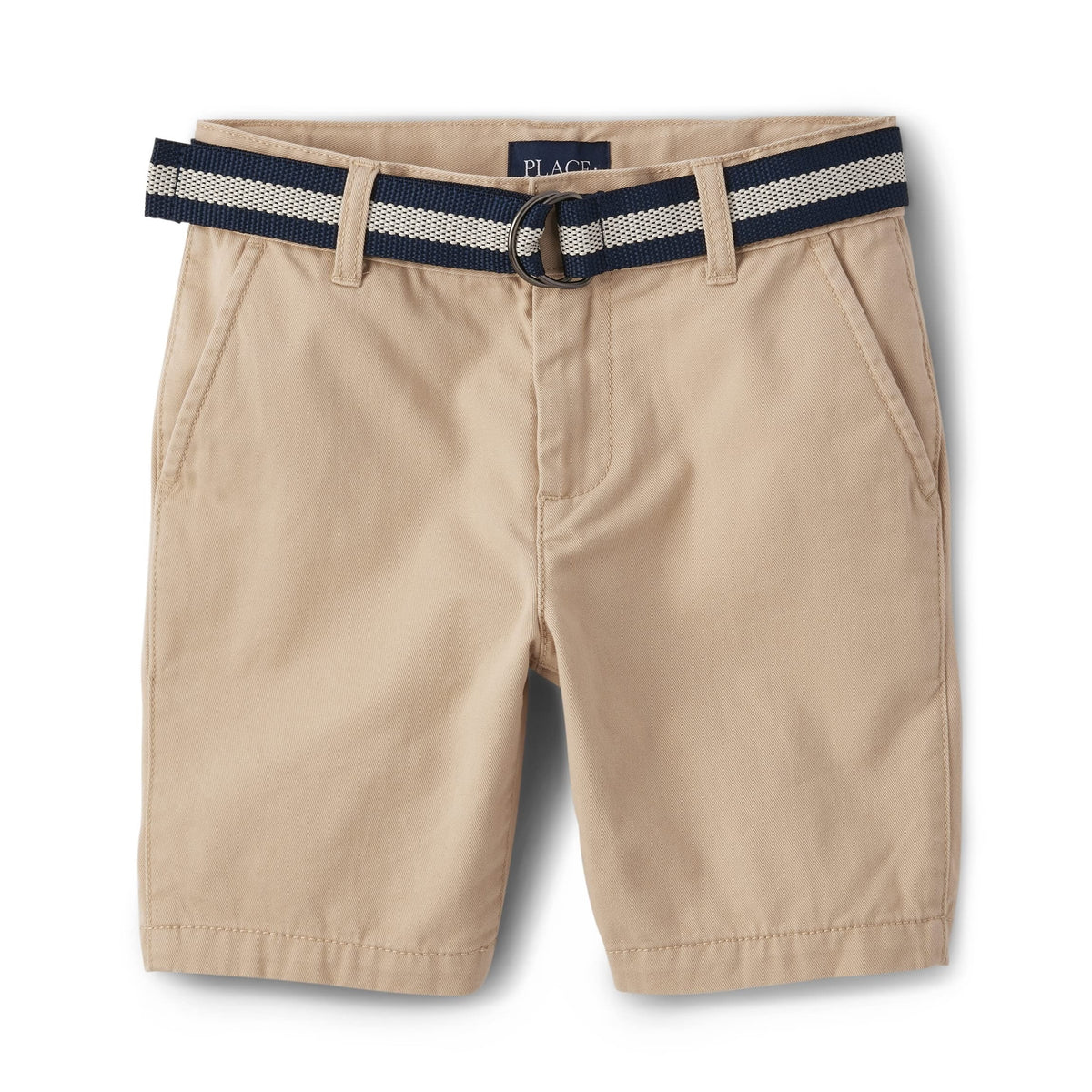The Children's Place Short Chino Khaki con Cinturón Niño | Sarga Algodón • Botón + Cremallera
