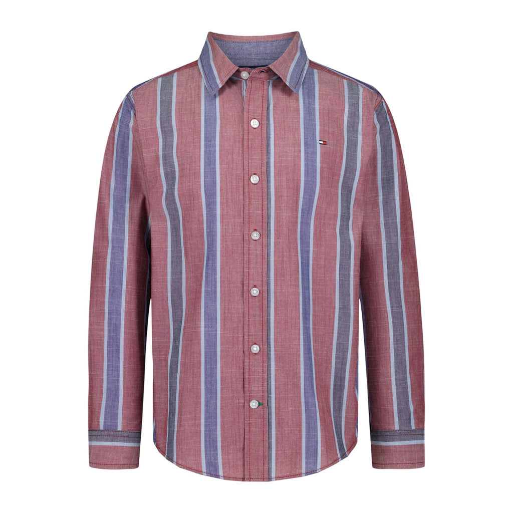Tommy Hilfiger | Camisa Casual Manga Larga Rayas Track Zinfandel Niño (8T - 16T)