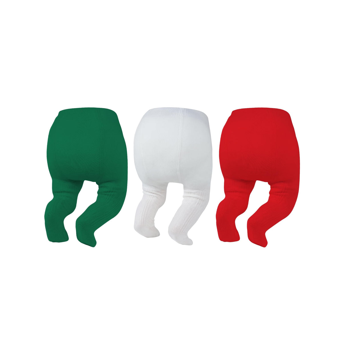 Pack 3 Leotardos con Pies Zando | Espacio para Pañal + Algodón Premium + Verde Blanco Rojo | Bebé Niña 0-4T