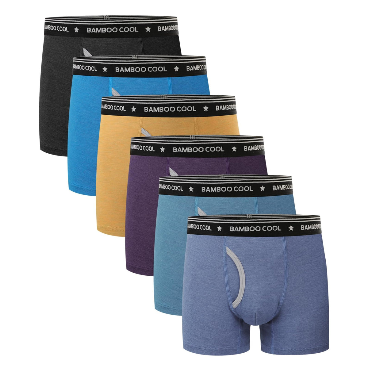 Bamboo Cool | Bóxers Niño Pack 6 Viscosa Bambú Transpirables Tonos Joya  (6T - 18T)