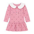Tommy Hilfiger Vestido Polo Piqué Niña | Rosa Estampado Mini Logo TH • Cuello Peter Pan Blanco