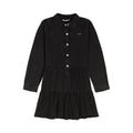 Calvin Klein Vestido Camisero Denim Niña | Negro Lavado • Manga Larga • Falda por Niveles con Volantes